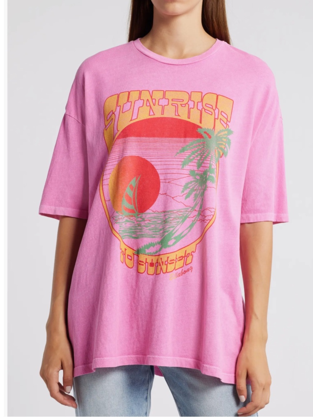 Billabong Pink sunrise 2 sunset Short-Sleeve oversized Tee NWT size medium